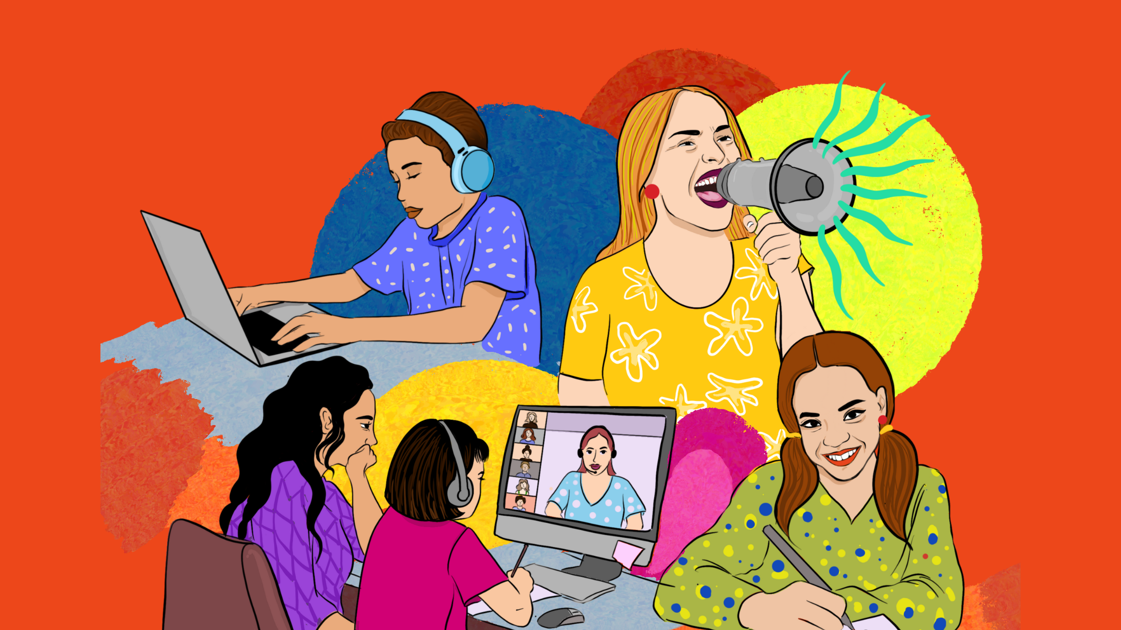 Illustration of young people participating in sexuality education sessions