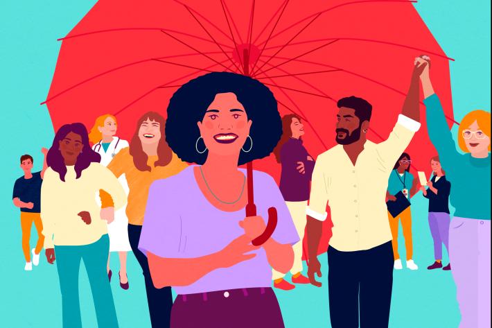 Illustration of sex workers and activists
