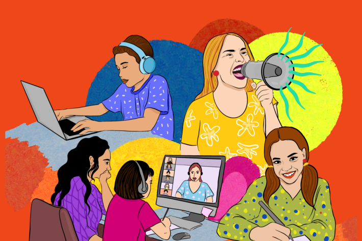 Illustration of young people participating in sexuality education sessions