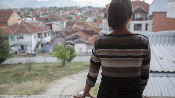 Sex worker Mihaela (not her real name) in Roma neighbourhood of Shuto Orizari.